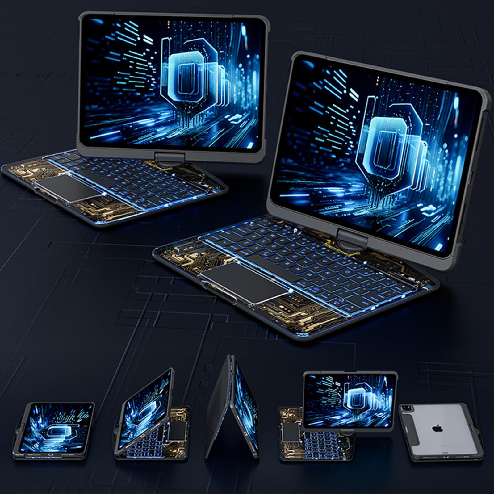 360 Swivel Keyboard Clear Case - Gadgystox